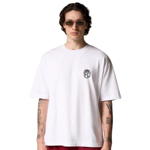 T-shirt blanc à manches courtes pour homme, logo minimaliste sur la poitrine, col rond en coton, style décontracté pour tous les jours, style streetwear, vente en gros, fourniture d'usine - Product Image 5