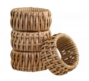 Anneaux de serviettes décoratifs en rotin pour les dîners de Noël, supports naturels pour serviettes en tissu - Product Image 2