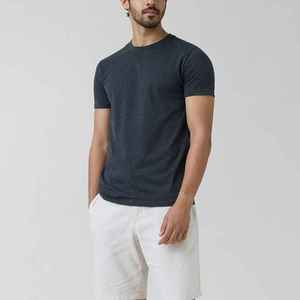 Men's Dark Grey Short Sleeve O-Neck T-Shirt Regular Fit Casual Jersey Top Printed Design Breathable 320g Cotton Front <b>Logo</b> - Product Image 4