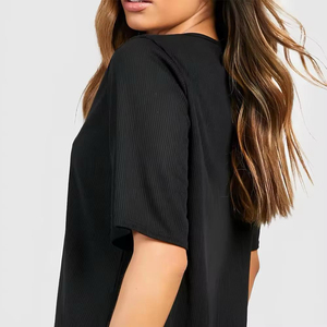 Conjunto Corto de Alta Calidad para Mujer, Ropa Casual a la Moda, Color Sólido, 100% Algodón, Ropa de Verano, Conjunto Corto con Logotipo Personalizado - Product Image 4