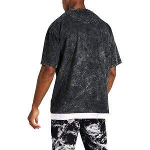 T-shirt surdimensionné personnalisé OEM en coton délavé avec logo personnalisé, col rond, 100 % coton, haut de sport pour musculation, fabriqué sur mesure - Product Image 2