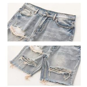 Wholesale High Designer Men's <b>Jean</b> Pants Knee Length Straight <b>Jeans</b> Shorts Men Denim Short Casual Denim Shorts Distressed - Product Image 2