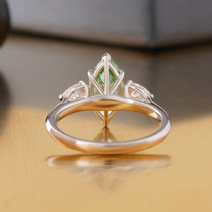 Fancy Vivid Green Marquise Cut Lab Grown Diamond <b>Ring</b> 14K <b>Gold</b> Unique Color Statement Fashion <b>Ring</b> - Product Image 4