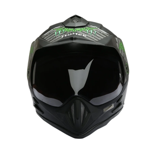 Casque de moto intégral tout-terrain avec coque en ABS, fermeture micro-métrique, visière fumée, design graphique, toutes saisons - Product Image 2