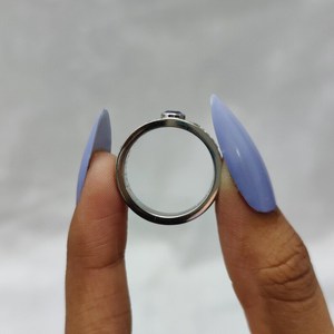 Bague large en argent sterling 925 original avec moissanite taille ronde et saphir pierre de naissance, bijou de fiançailles raffiné, cadeau pour partenaire - Product Image 4