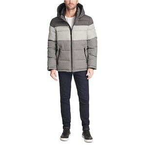 Veste matelassée en laine noire pour homme North-Face, style streetwear, col à capuche, fermeture éclair, imperméable, matière extérieure en nylon, logo sur le devant - Product Image 4