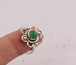 Natural Green <b>Jade</b> <b>Ring</b> 925 Sterling Silver Vintage Style Genuine Green Gemstone <b>Ring</b> for Women Handcrafted Boho Fine Jewelry - Product Image 2