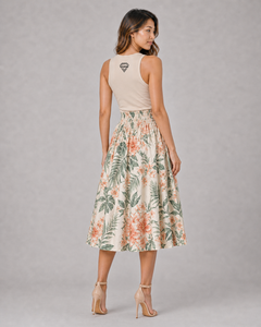 Women Hawaiian Beach Floral Maxi <b>Skirt</b> Tropical Island Autumn Vacation Casual Lightweight Breathable Flowy Natural Wholesale - Product Image 6