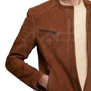 Premium <b>Suede</b> Leather <b>Jacket</b> For <b>Men</b> With Soft Finish Front Zipper Long Sleeves Classic Collar And Modern Casual Style - Product Image 5