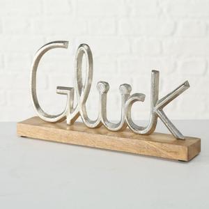 Panneau en bois avec lettres Gluck, en métal argenté, décoration de table, objet décoratif artisanal moderne, articles de décoration intérieure moderne - Product Image 1