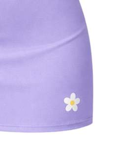 Conjunto personalizado de top corto y minifalda color lavanda para mujer, bra deportivo sin mangas, conjunto de dos piezas para yoga, gimnasio, fitness, verano, informal. - Product Image 6