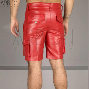 Créez vos propres shorts en cuir rouge pour hommes, tendance, faciles à porter, confortables, service OEM ODM, prix d'usine, sur mesure. - Product Image 4