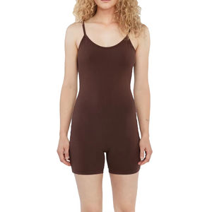 Combinaisons à bretelles spaghetti de couleur unie pour femmes, dos nu, design élégant, longueur genoux, combinaison pour femmes - Product Image 1