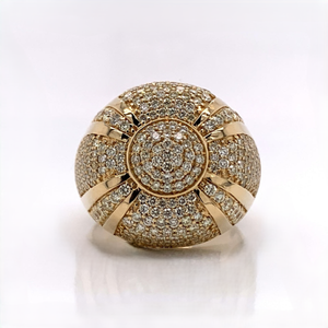 Luxury 18K Solid <b>Gold</b> <b>Cocktail</b> <b>Ring</b> Pave Round Diamond Men's Statement Jewelry - Product Image 2