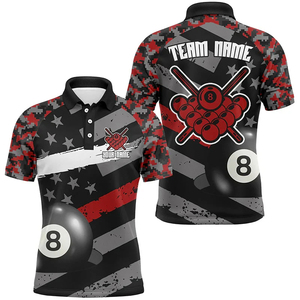 Chemise de billard personnalisée à impression par transfert thermique, à manches courtes, col rabattu, unisexe, adulte, pour évacuer l'humidité - Product Image 2