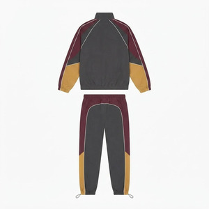 Ensemble de survêtement pour homme avec logo personnalisé, veste zippée et pantalon de jogging à empiècements contrastés, fabricant de marque privée - Product Image 2