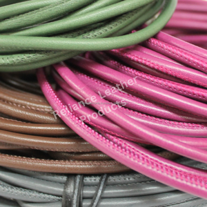 Factory Wholesale Stitched Metallic Leather Cord | 5mm Round Rope for Jewelry,<b>charms</b>,Bags & <b>Shoes</b> - Product Image 4