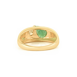 Venta Directa de Fábrica: Anillo Toi et Moi de Oro Amarillo K14 con Esmeralda y Diamantes, Piedra de Nacimiento de Mayo. Última Novedad en Joyería de Diseño Audaz. - Product Image 6