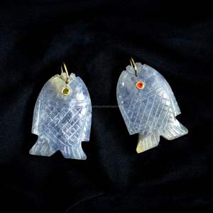 จี้ปลาไอโอไลต์ธรรมชาติ เงินแท้ 925 ทำมือ จี้รูปปลาประดับพลอย สร้อยคอแกะสลักด้วยมือ เครื่องประดับคริสตัลบำบัด ทำเอง ขายส่ง - Product Image 5