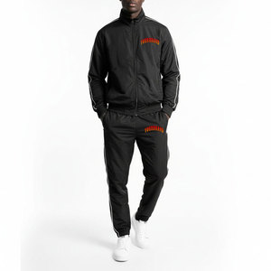 Custom Logo <b>Zip</b> <b>up</b> Nylon <b>Jacket</b> and Pants 2 Piece Set Polyester Tracksuits Patchwork Premium Nylon Windbreaker Sweat Suits Set - Product Image 1
