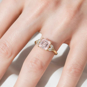 Bague Couronne de Luxe pour Femme en Acier Inoxydable Plaqué Or, Bijou Tendance, Vente en Gros, Coupe Asscher - Product Image 3