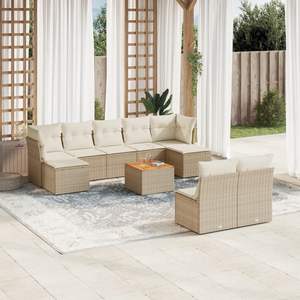 Set Divano da Giardino Beige, Crema, Bianco e Marrone - Product Image 1