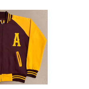 Greek Clothing Apparels Iota Varsity <b>Jacket</b> Full Sleeve Zipper Embroidered Letter Adult Autumn Maroon Gold - Product Image 3