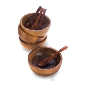 Bol en bois poli au design minimaliste pour servir des aliments, offrir en cadeau, décoratif, pour salade, fruits, légumes, bol de mélange, forme ronde - Product Image 2