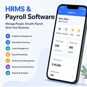 ซอฟต์แวร์บันทึกเงินเดือน HRMS สมัยใหม่ ระบบจัดการการเข้างานและการลาของพนักงาน ระบบติดตามเงินเดือน ระบบอัตโนมัติสำหรับบุคลากร แอปพลิเคชันมือถือ ระบบสต็อก ระบบอินเทอร์เน็ต - Product Image 1
