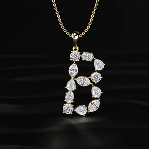 Nuevo Colgante con Diamante Cultivado en Laboratorio con Letra B, 1.6CT, Color D-E, Claridad VVS-VS, Certificado IGI, Amarillo, para Compromiso, Boda, Fiesta - Product Image 3