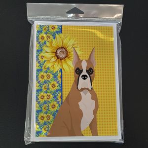 Summer Sunflowers and Fawn Boxer Whimsical A7 Tamaño 5x7 Paquete de 8 tarjetas de felicitación en blanco con sobres para invitaciones de notas - Product Image 3