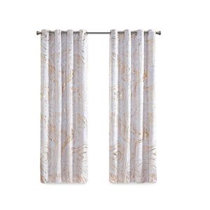 Pannello singolo in marmo metallico stampato con Grommet Top con tenda oscurante totale in colore oscurante totale - Product Image 6
