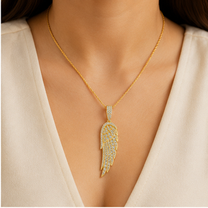 สร้อยคอเงินแท้ 925 คุณภาพสูง สไตล์ฮิปฮอป ประดับเพชรแล็บโกรว์รูปปีกนางฟ้าขนาดใหญ่ พร้อมจี้ป้องกันแบบกำหนดเองได้ - Product Image 2