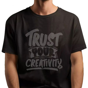 Camiseta Casual de Manga Corta con Cuello Redondo para Hombre, Color Negro, con Estampado de Letras Digitales, 100% Algodón, Tejido de Punto Suave, Corte Regular - Product Image 2