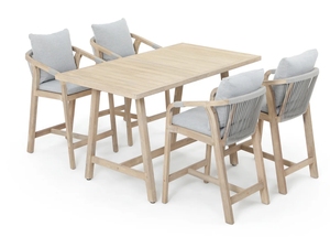 Chaise de bar en bois | Dossier tissé à la corde | Sièges extérieurs durables pour les stations et les restaurants | Fabriqué au Vietnam - Product Image 4