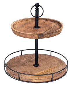 Wood Cupcake Stand 2 Tiers Wood Cake Stand Holder Round Tiered <b>Display</b> Stand Detachable Cupcake Serving Tray - Product Image 5