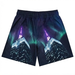 Pantalones Cortos Deportivos para Hombre, Degradado Azul y Blanco, Cintura Media, Cordón Ajustable, Secado Rápido, con Número 3 en la Parte Delantera, Poliéster Satinado - Product Image 6