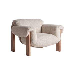Sillón Moderno Ecológico Hecho a Mano, Tapizado en Bouclé Texturizado Premium de Teca, Diseño Curvo en Forma de Barril, Cojín Profundo, Lujoso para Hotel - Product Image 5
