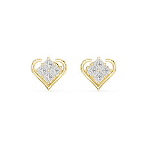 <b>Cute</b> and Stylish Heart Design Stud <b>Earrings</b> Crafted From 14k Solid Yellow Gold GRA Certified Women Jewelry At Lowest Price - Product Image 1