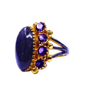 Wedding Wear 925 Sterling Silver Gold Plated Jewelry <b>Labradorite</b> Amethyst Gemstone Women Wear Classic <b>Ring</b> - Product Image 1