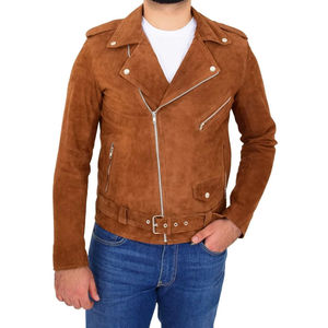 แจ็คเก็ตหนังกลับสีน้ำตาลสำหรับผู้ชายรุ่นใหม่ล่าสุด ทรงเข้ารูป สไตล์สตรีทแวร์ เสื้อคลุมกันหนาว หนังกลับคุณภาพพรีเมียม นุ่มสบาย รับผลิตแบบ OEM ODM - Product Image 6