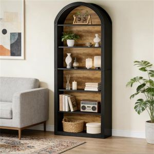 <b>Wooden</b> Arched Bookshelf Display Stand Elegant <b>Bookcase</b> for Home or Office - Product Image 3