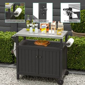 Carrello da Esterno Impermeabile in Acciaio Inossidabile con Funzionalità BBQ e Isola Cucina - Product Image 4