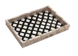 Bandeja para servir de madera y bambú ecológica hecha a mano al por mayor con incrustaciones de nácar para alojamiento de alimentos - Product Image 2