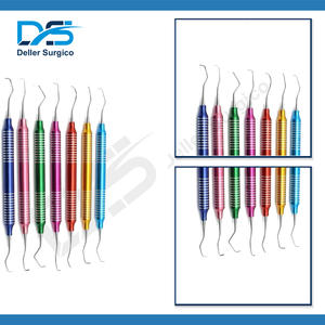 Kit dentaire 7 Curettes Gracey à manche creux, multicolores, en acier inoxydable, pour détartrage chirurgical et composite dentaire manuel - Product Image 6