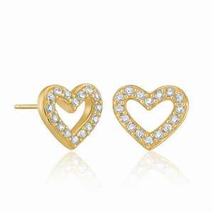 Pendientes Clásicos de Moissanita con Corazón Abierto en Plata de Ley Chapada en Oro de 14K, Joyería de Lujo, Regalo para Mujer - Product Image 3