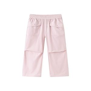 Pantalones de Verano para Niñas, Modernos, Rosados, Tejidos, Cintura Elástica, Casuales, Largos, Ecológicos, Transpirables, con Elasticidad en Cuatro Direcciones - Product Image 1