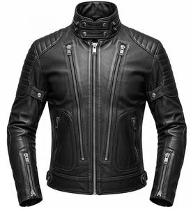 แจ็คเก็ตหนังเทียมสีดำทรงสลิมฟิตกันลมคุณภาพสูงสไตล์คลาสสิกสำหรับผู้ชาย - Product Image 1