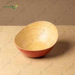 Spun Bamboo Bowl Handmade Eco Friendly Natural Bamboo Bowl for Salad Serving Home Kitchen Restaurant <b>Tableware</b> - Product Image 4