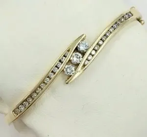 Luxury Moissanite Open Tennis <b>Cuff</b> <b>Bracelet</b> 925 Sterling <b>Silver</b> Gold Plated Women Adjustable Wedding Party Jewelry - Product Image 3
